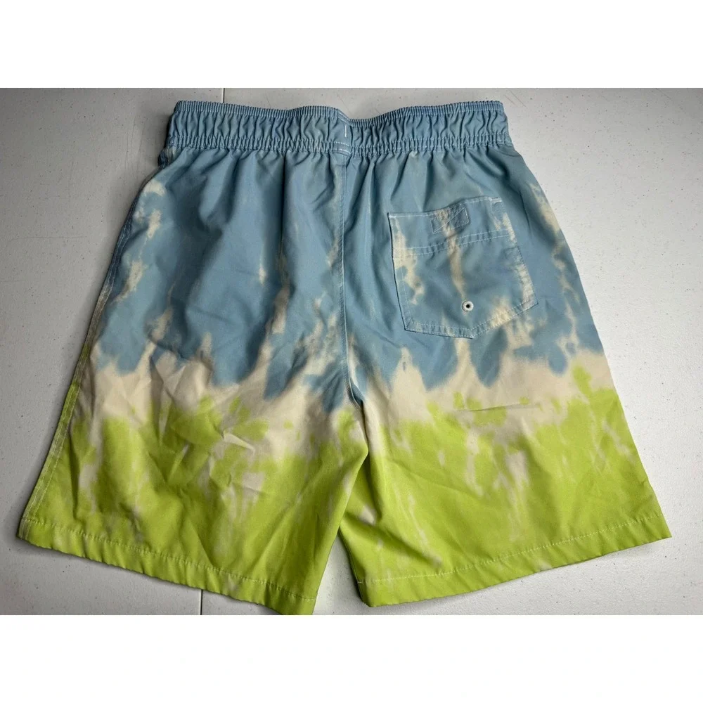 Abercrombie Kids Blue Lime‎ Green Tie Dye Swim Trunks Board Shorts Size 13/14